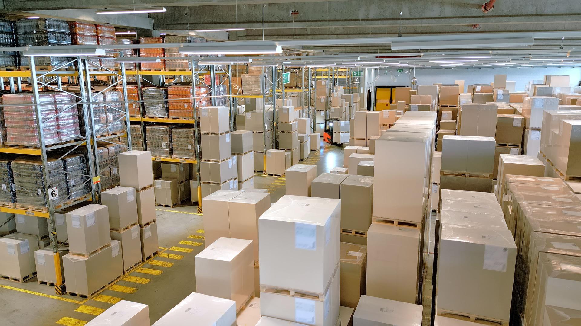 Efficient storage and logistics in a busy warehouse.